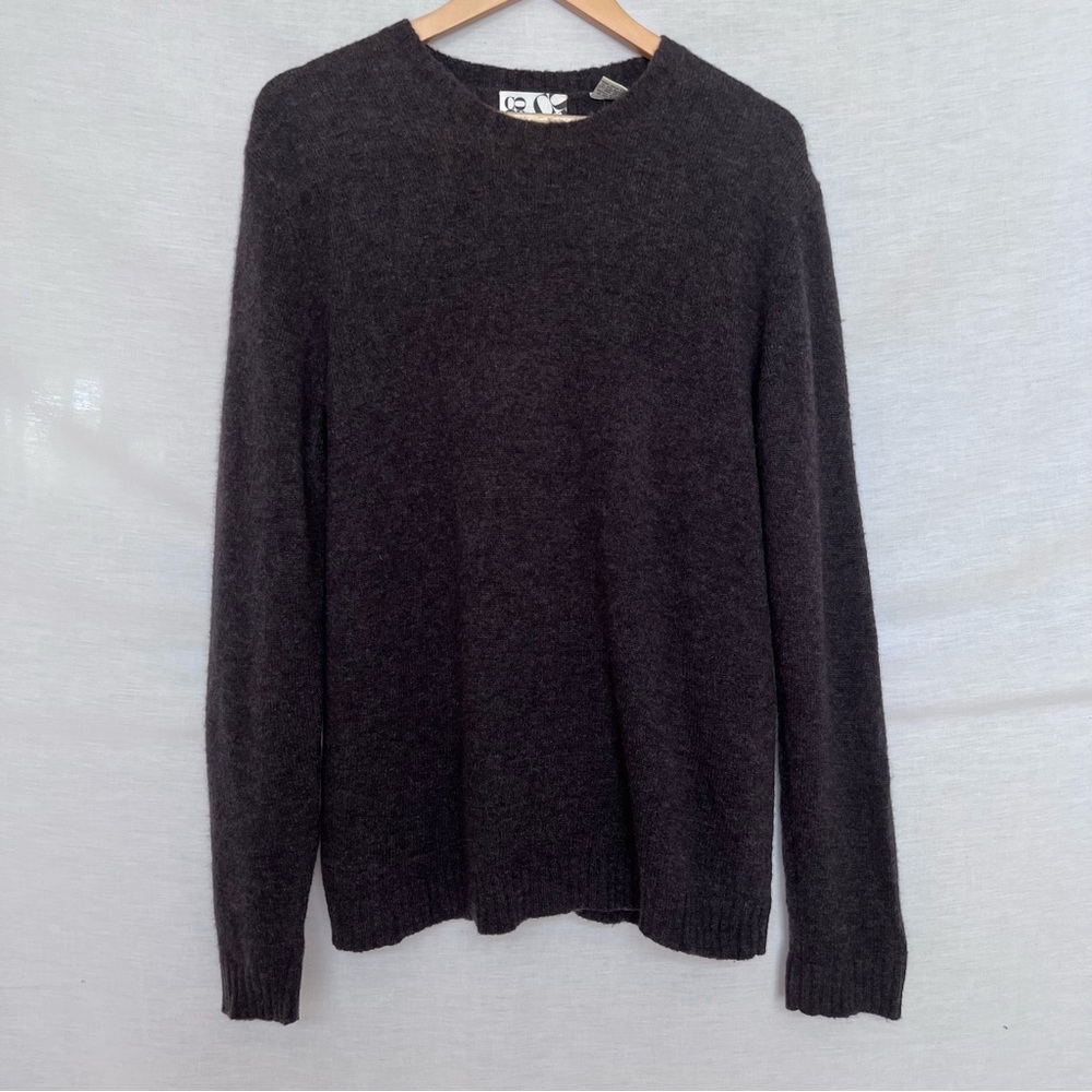 Barneys New York CoOp Dark Gray-Brown Crewneck Wool Blend Sweater